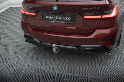 Valance arrière Maxton Design BMW M340i G20 / G21 (convient aux voitures avec barre d'attelage) - Noir brillant