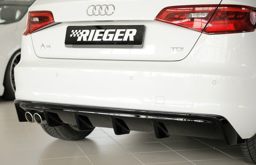 Rieger Rear Diffuser Insert For Audi A3 8V Sportback - Gloss Black