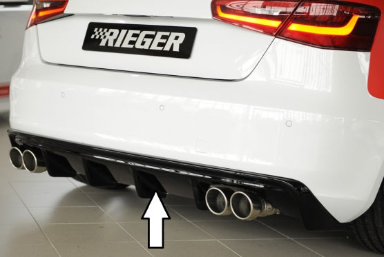 Insert de diffuseur arrière Rieger (S3) pour Audi A3 8V Sportback - Noir brillant