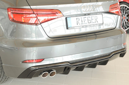 Insert de diffuseur arrière Rieger pour Audi A3 8V Sportback Facelift - Noir brillant