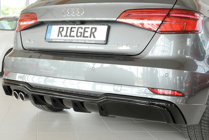 Rieger Rear Diffuser Insert For Audi A3 8V Sportback Facelift - Gloss Black