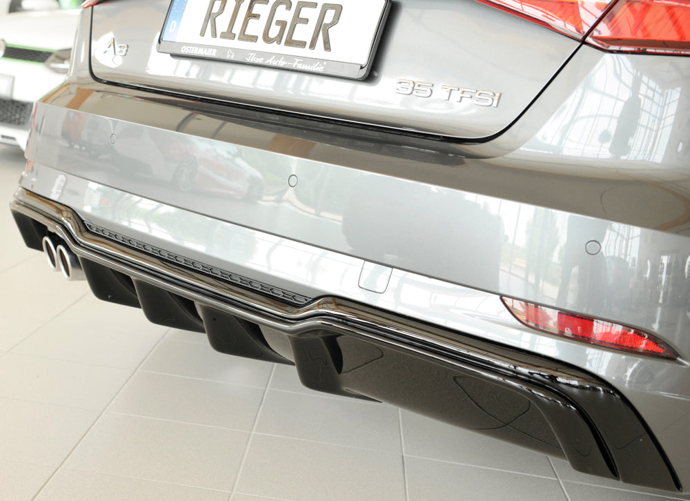 Rieger Rear Diffuser Insert For Audi A3 8V Sportback Facelift - Gloss Black