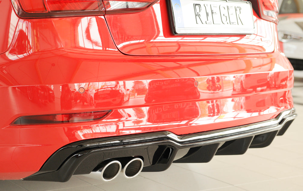 Rieger Rear Diffuser Insert For Audi A3 8V Sedan Facelift - Gloss Black
