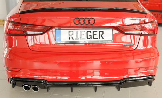 Insert de diffuseur arrière Rieger pour Audi A3 8V Berline Facelift - Noir brillant